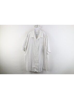 Vintage 90s Collared Button Shirt Mens Size 18.5 Tall Striped Short Sleeve USA